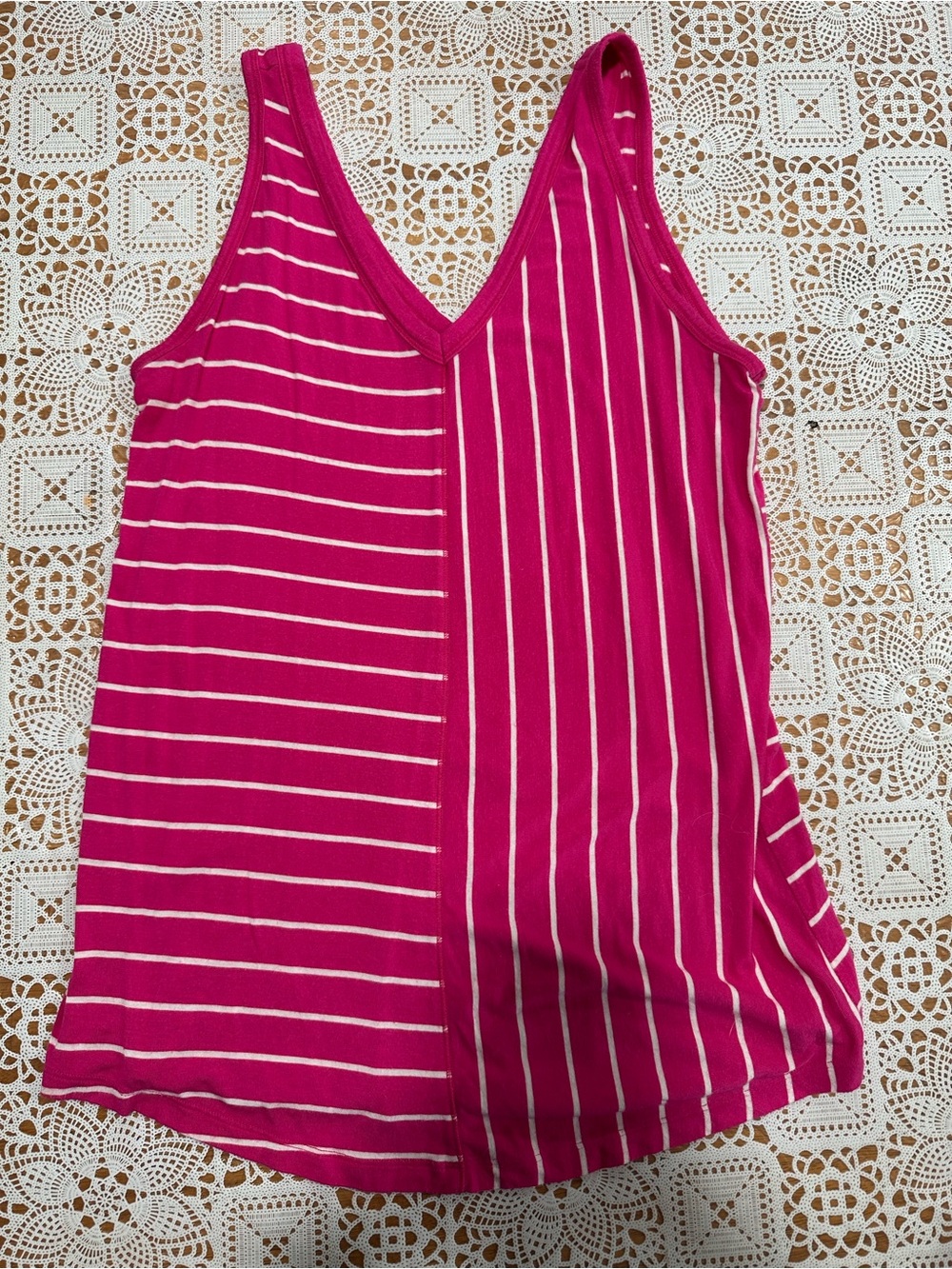 Maurices 24/7 Pink White Striped Racerback Tank Top Women’s